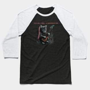 Feline like a rockstar - Cat playing guitar Baseball T-Shirt